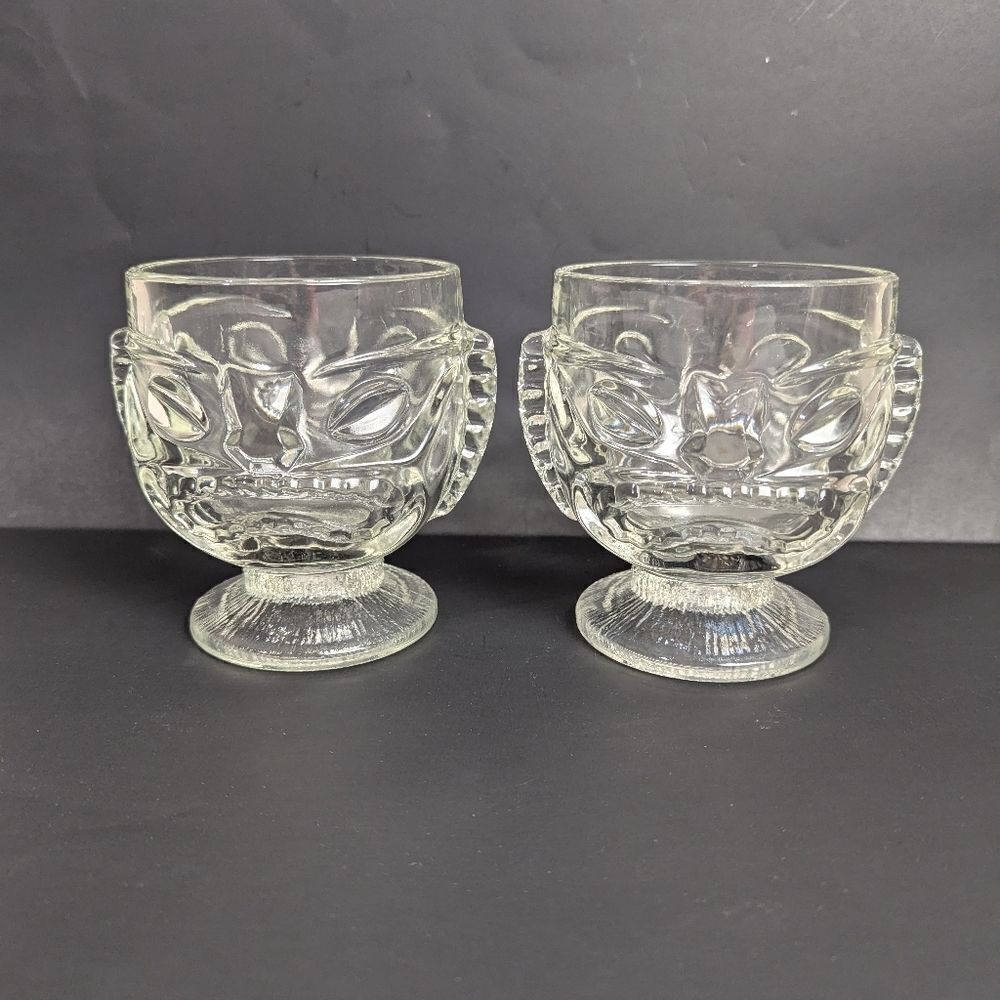 Tiki Glassware Happy Sad face Hawaiian double sided party fun Glass set 2